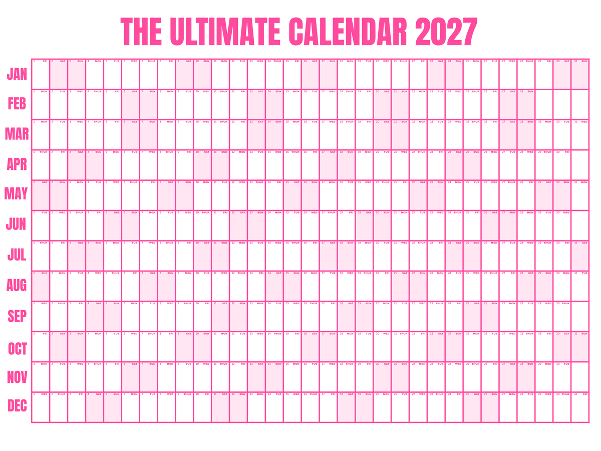 The Ultimate Calendar 2027 | 4×3 ft Dry-Erase Wall Planner