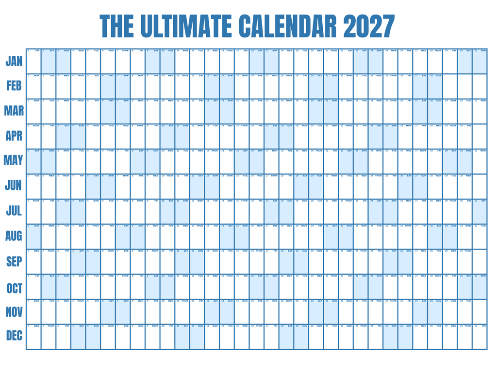 The Ultimate Calendar 2027 | 4×3 ft Dry-Erase Wall Planner