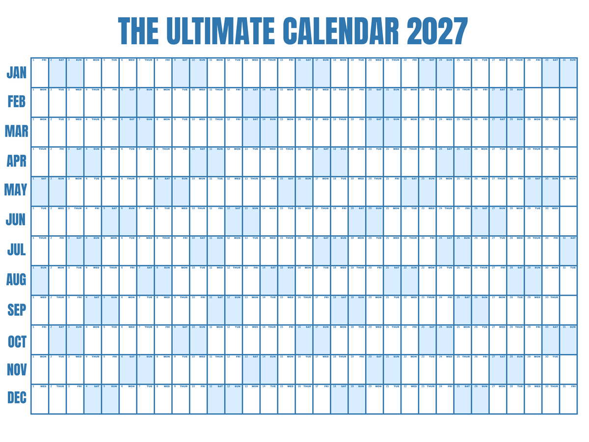 The Ultimate Calendar 2027 | 4×3 ft Dry-Erase Wall Planner